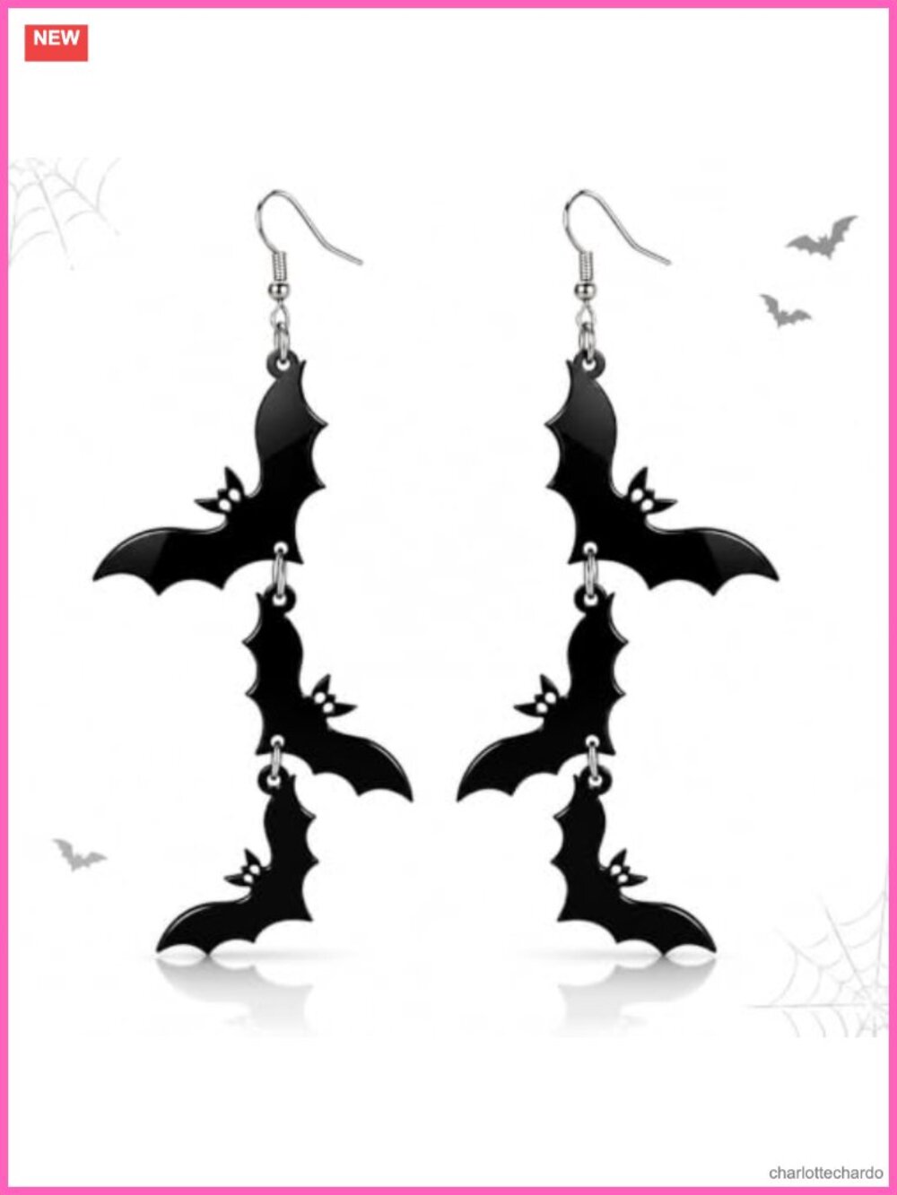 Halloween Bat Dangle Earrings Acrylic French Wire Women Jewelry